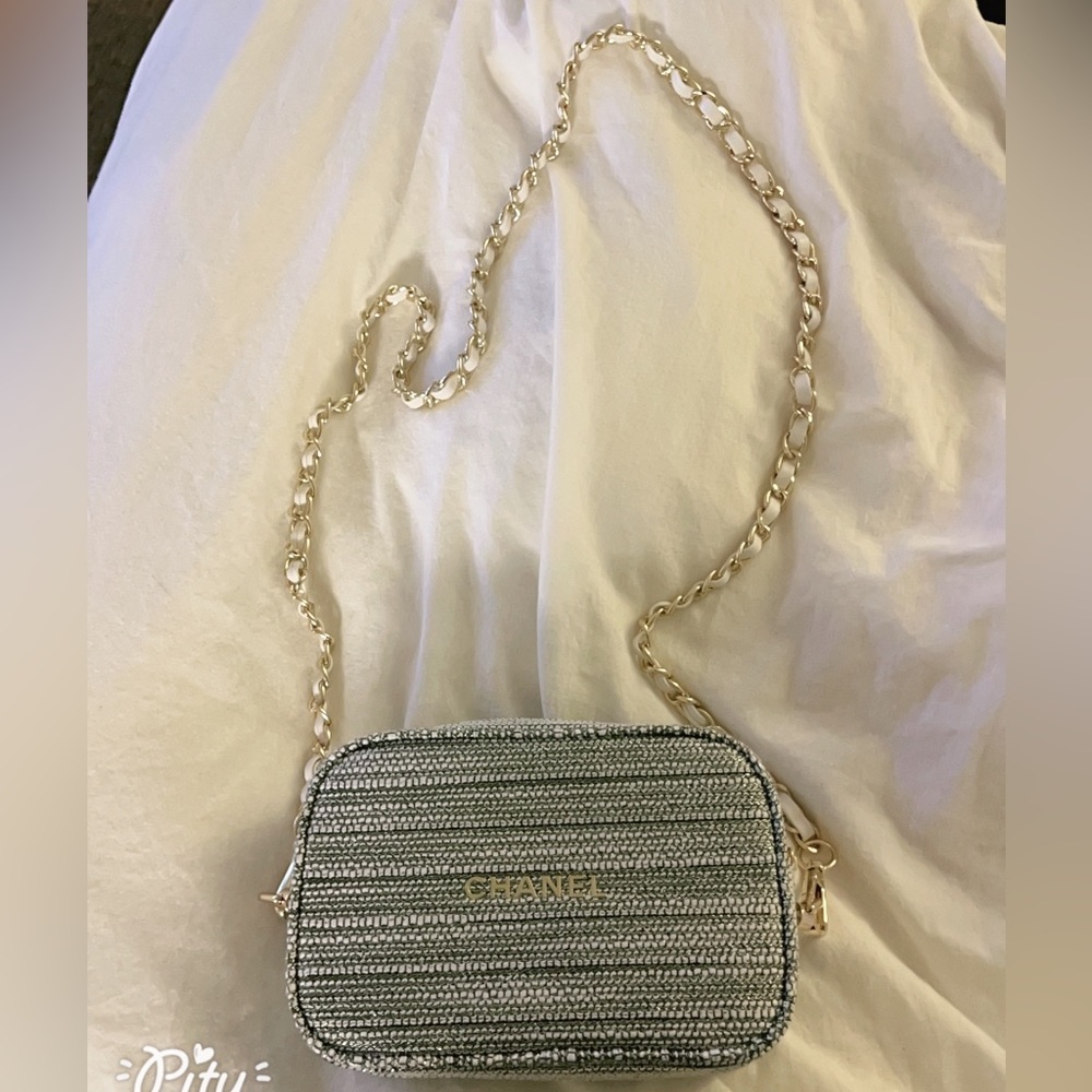 Chanel cosmetic bag converted to small crossbody